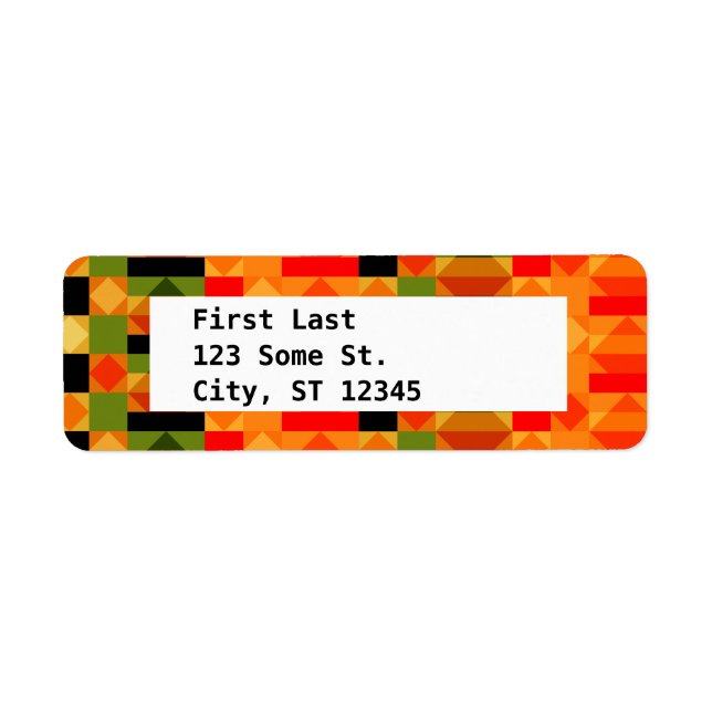 Modern afrikansk Kente Trasa Mönster Returadress Etikett (Framsidan)