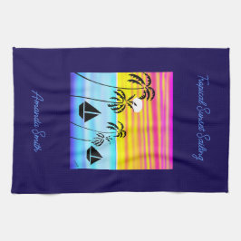 Modern afrikansk konst, tropisk solnedgång kökshandduk