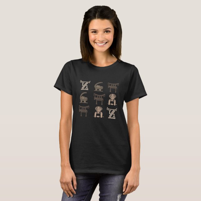 Modern afrikansk tribal symbol och ornament konst t shirt (Hel framsida)