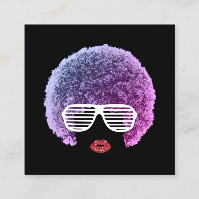 Modern Afro Hair Beauty Girl Mode Stylist Fyrkantigt Visitkort (Framsida)