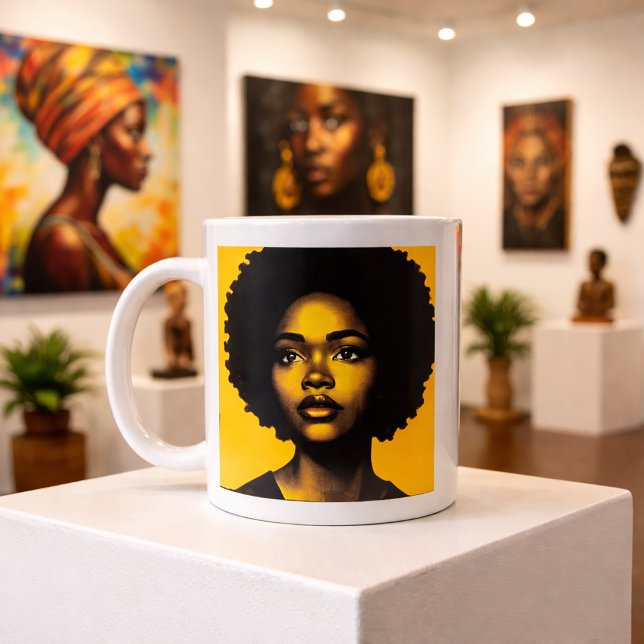 Modern afro-porträtt Pop Art-design Kaffemugg (Skapare uppladdad)