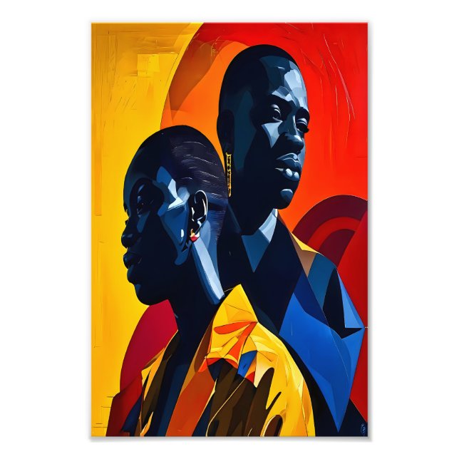 Modern Afrocentric Abstrakt Art Fototryck (Framsidan)