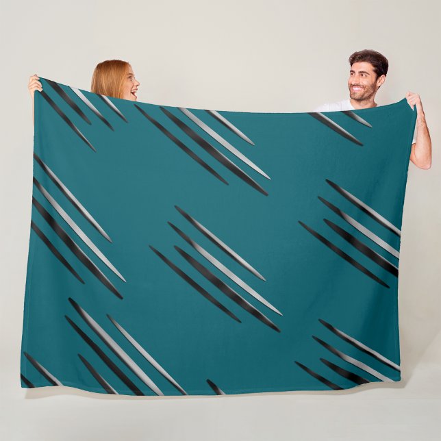 Modern Afrocentric - Silver och Black Motif Line Fleecefilt (Skapare uppladdad)