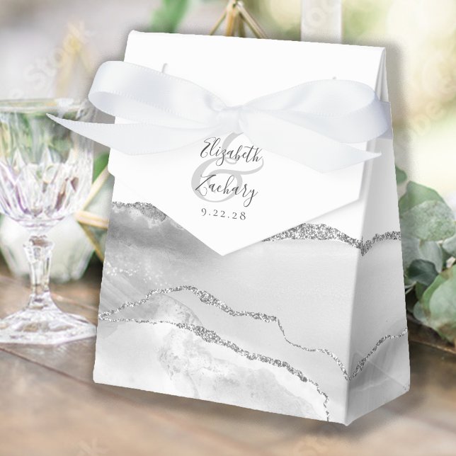 Modern Agat Geod Grå Silver Presentaskar (Skapare uppladdad)