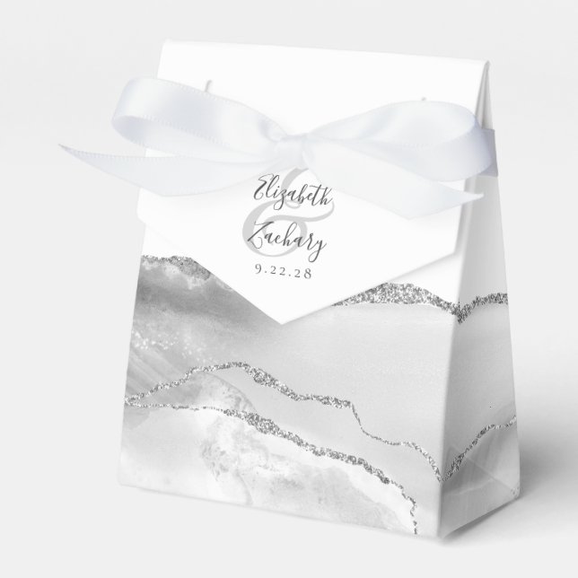 Modern Agat Geod Grå Silver Presentaskar (Framsidan Sidan)