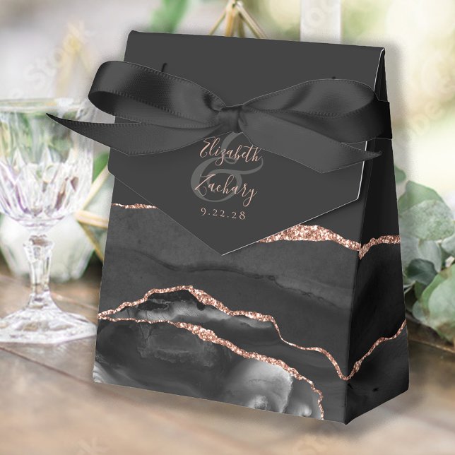 Modern Agat Geod Svart Rosguld Presentaskar (Skapare uppladdad)