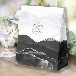 Modern Agat Geod Svart Silver Presentaskar