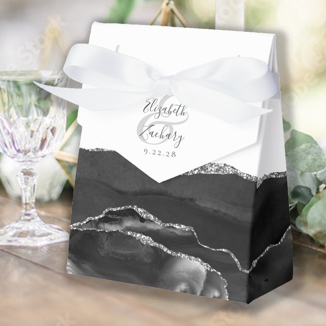 Modern Agat Geod Svart Silver Presentaskar (Skapare uppladdad)