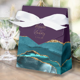 Modern Agat Geod Teal Guld Lila Presentaskar
