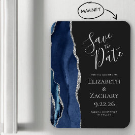 Modern Agat Marinblå Silver Spara Datum Magnet