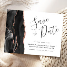 Modern Agat Svart Roséguld Save the Date