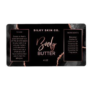 Modern Agate Black Ro Guld Body Butter Labels Fraktsedel
