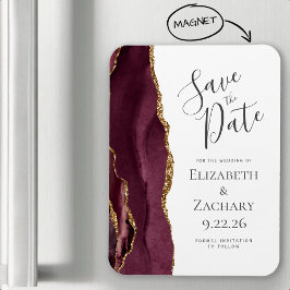 Modern Agate Burgundy Guld Spara Datum Magnet