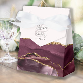 Modern Agate Geode Burgundy Guld  Presentaskar