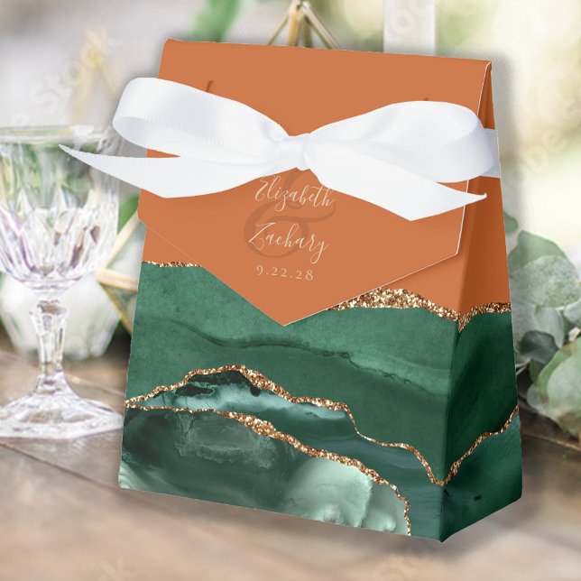 Modern Agate Geode Emerald Grönt Guld Rust Presentaskar (Skapare uppladdad)