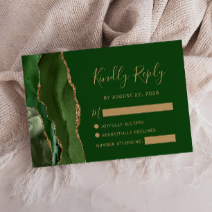 Modern Agate Hunter Grönt Guld Bröllop OSA Card Kort