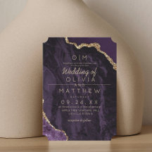 Modern Agate Lila Guld Bröllop Elegant Monogram