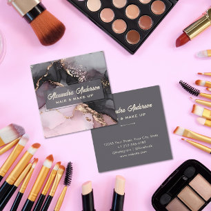 Modern Agate Marble Guld Glitter Hair och Makeup Fyrkantigt Visitkort