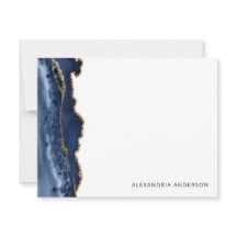 Modern Agate Navy Blue Guld Glitter Marble Geode