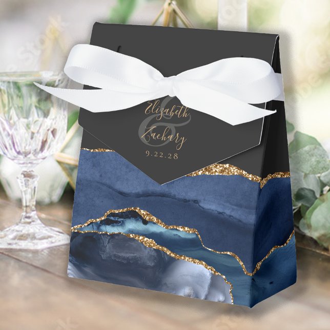 Modern agatgeod Navy Blue Guldpresentförpackning Presentaskar (Skapare uppladdad)