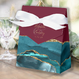 Modern agatgeod teal guld burgunder presentaskar