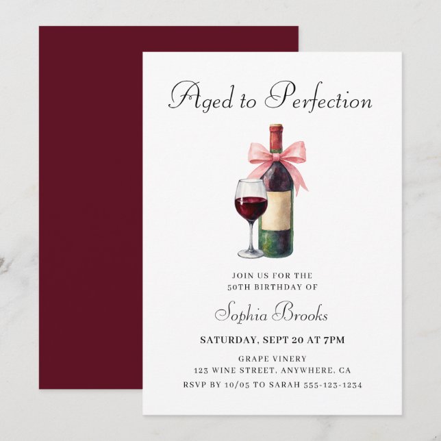 Modern Aged To Perfection 50th Birthday Party Inbjudningar (Fram/baksida)
