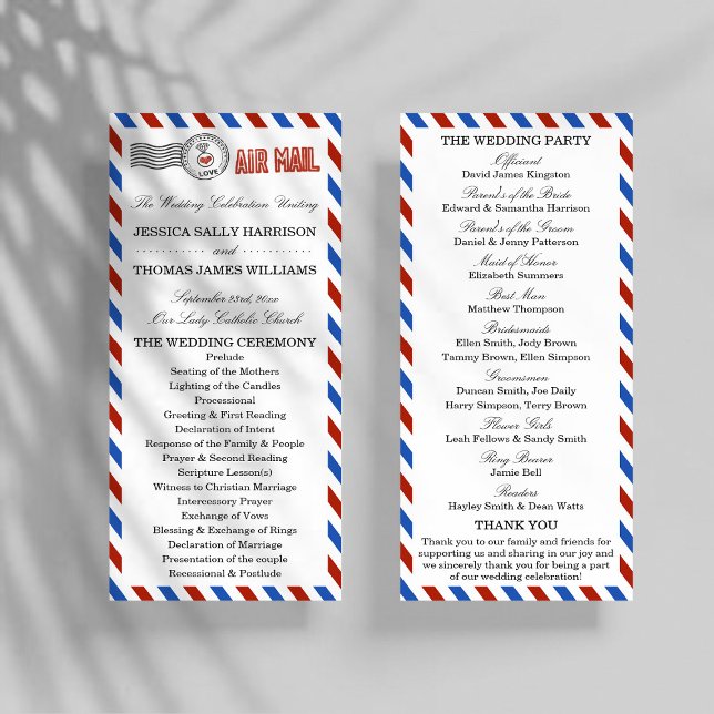 Modern Airmail Bröllop Collection - Program (Skapare uppladdad)