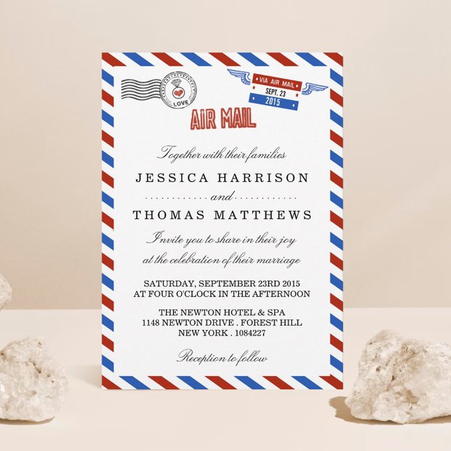 Modern Airmail Bröllop-samling Inbjudningar (Skapare uppladdad)