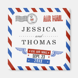Modern Airmail Bröllop-samling Magnet