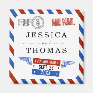 Modern Airmail Bröllop-samling Magnet