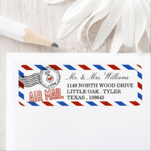 Modern Airmail Bröllop-samling Returadress Etikett