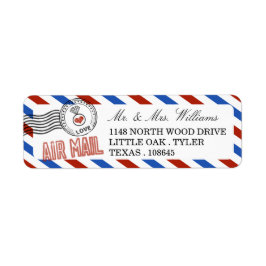 Modern Airmail Bröllop-samling Returadress Etikett