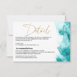 Modern Airy Blue Turquise guld Bröllop OSA Kort