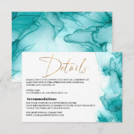 Modern Airy Blue Turquise guld Bröllop OSA Kort