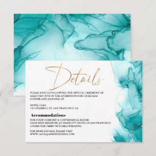 Modern Airy Blue Turquise guld Bröllop OSA Kort