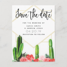 Modern aktus, Succult och Blommigt Spara datum Vykort