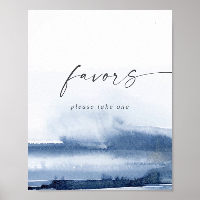 Modern akvarell | Blå bröllagspresentkort Poster (Framsidan)