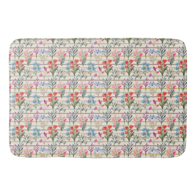 Modern akvarell blommönster  badrumsmatta (Framsidan)