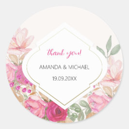 Modern akvarell Boho blomsterarrangemang Runt Klistermärke