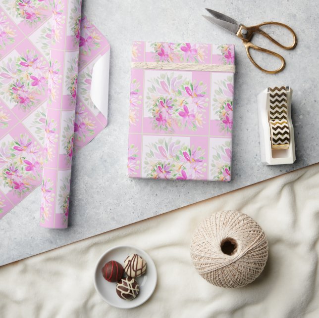 Modern Akvarell Boho Violett Blommig Elegant Presentpapper (Hantverk)