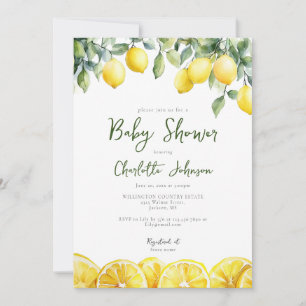 Modern akvarell citron Citrus Baby Shower Inbjudningar