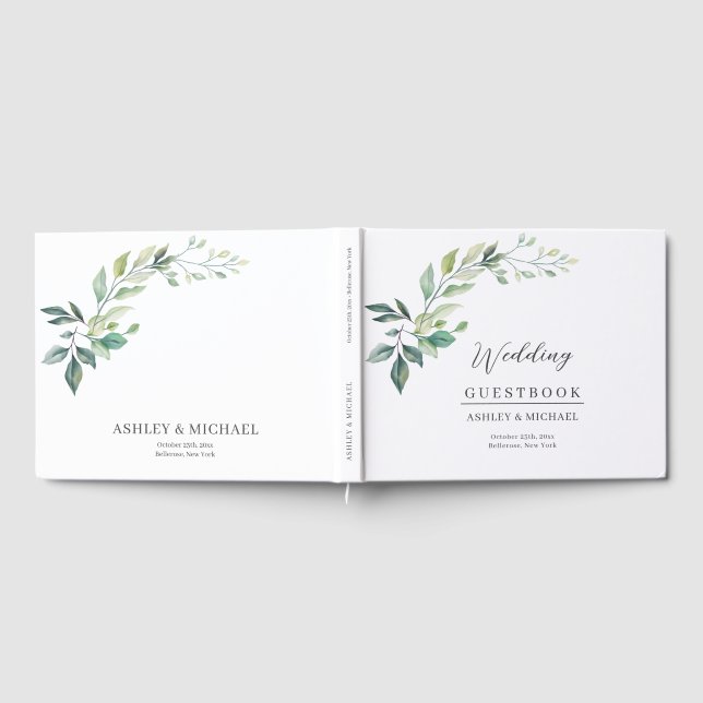 Modern akvarell Eucalyptusblad Grönska Gästböcker (Full)