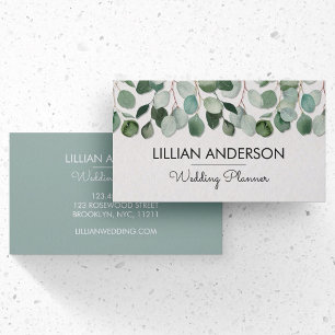 Modern akvarell Eukalyptusblad Blommig Visitkort