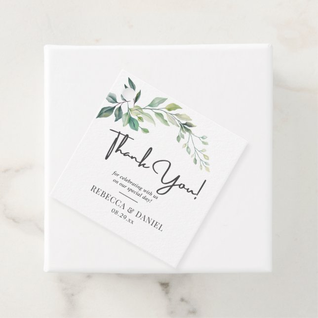 Modern akvarell Eukalyptusblad Grönska Gåvor Etiketter (På plats)