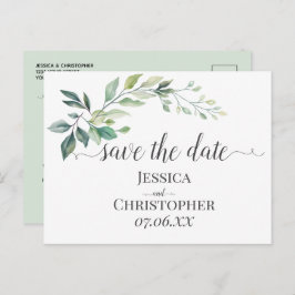 Modern akvarell Eukalyptusblad Grönska Meddelande Vykort