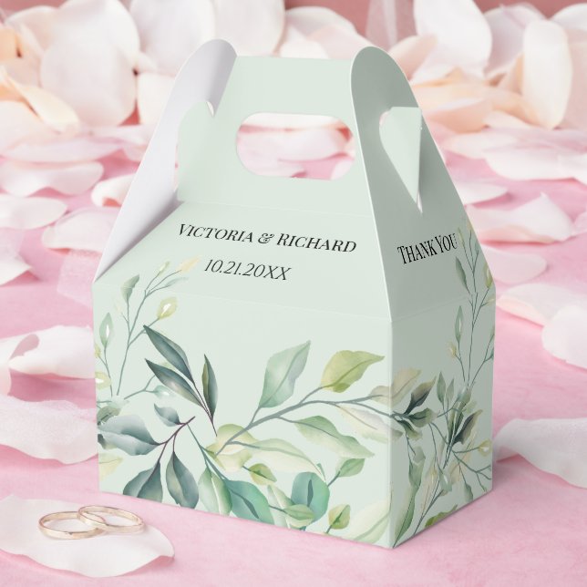 Modern akvarell Eukalyptusblad Grönska Presentaskar (Bröllop)