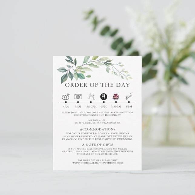 Modern akvarell Eukalyptusblad Grönska Tilläggskort (Stående Fram)