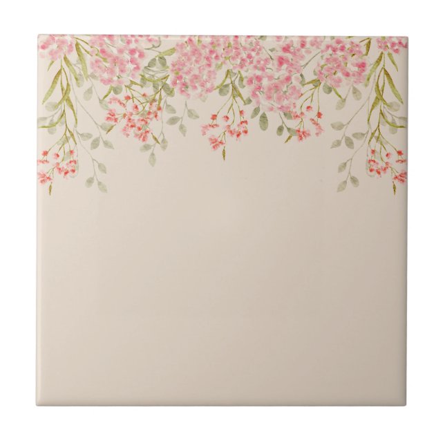 Modern akvarell färgrika blommor & anpassa kakelplatta (Framsidan)