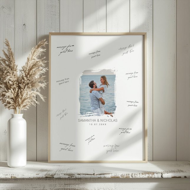 Modern Akvarell Foto Bröllop Gäst Signatur Poster (Skapare uppladdad)