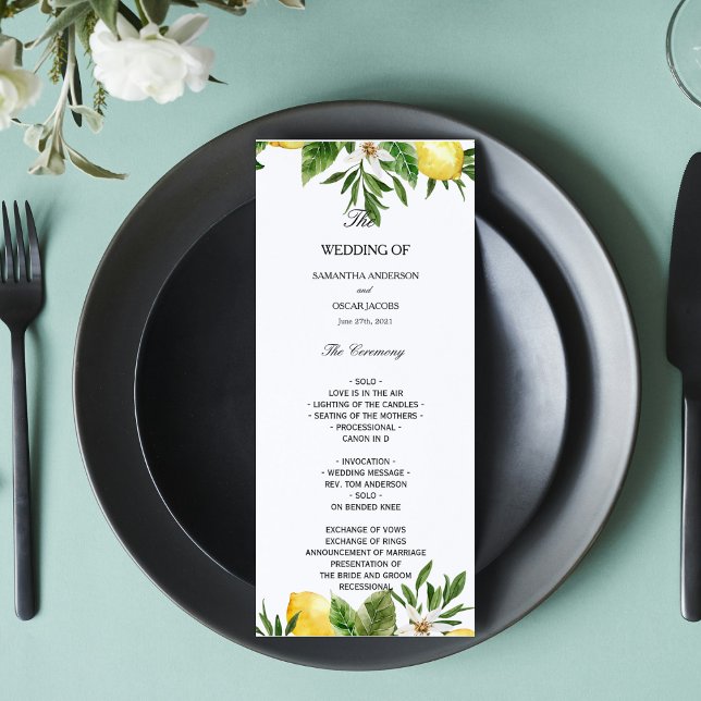 Modern akvarell gula citroner & blad meny (Skapare uppladdad)